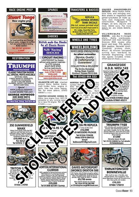 CR Classified Ads - Classic Racer